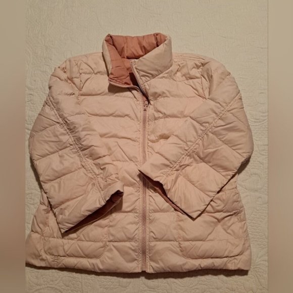 Symphony + Note girls size Medium pink reversible 90% down jacket EUC - Picture 1 of 3